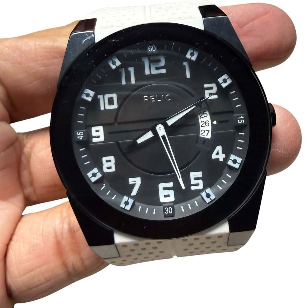 Relic ZR12012 Black White Silicone Quartz Watch